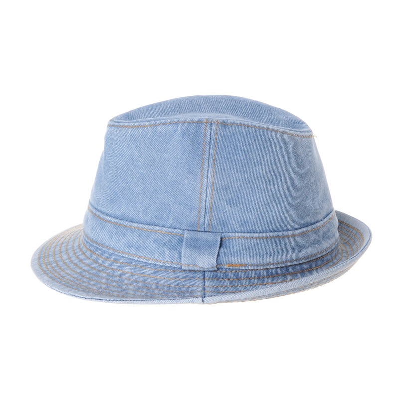 WITHMOONS Denim Bucket Hat Plain Stitch Washed Short Brim Packable Fedora Cap DW6646 (SkyBlue-L) - Image 3